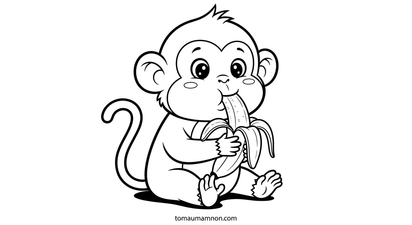 Con Khỉ Tô Màu Khỉ cười tươi