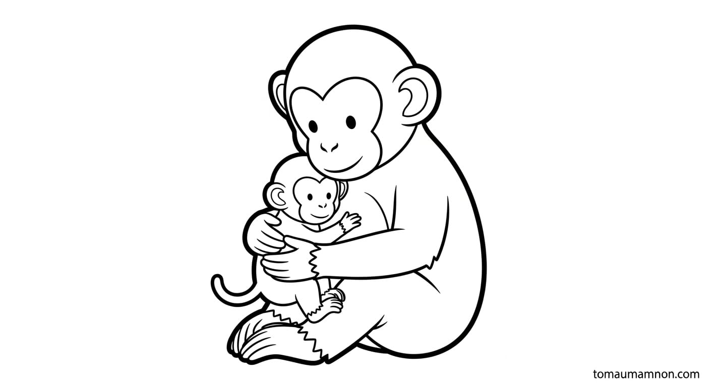 Con Khỉ Tô Màu Hai chú khỉ dễ thương