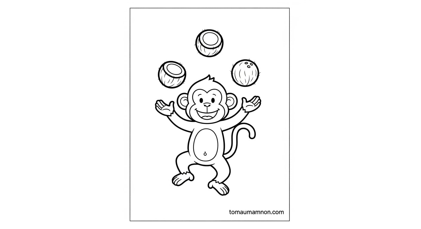 Con Khỉ Tô Màu Nhóm khỉ vui vẻ