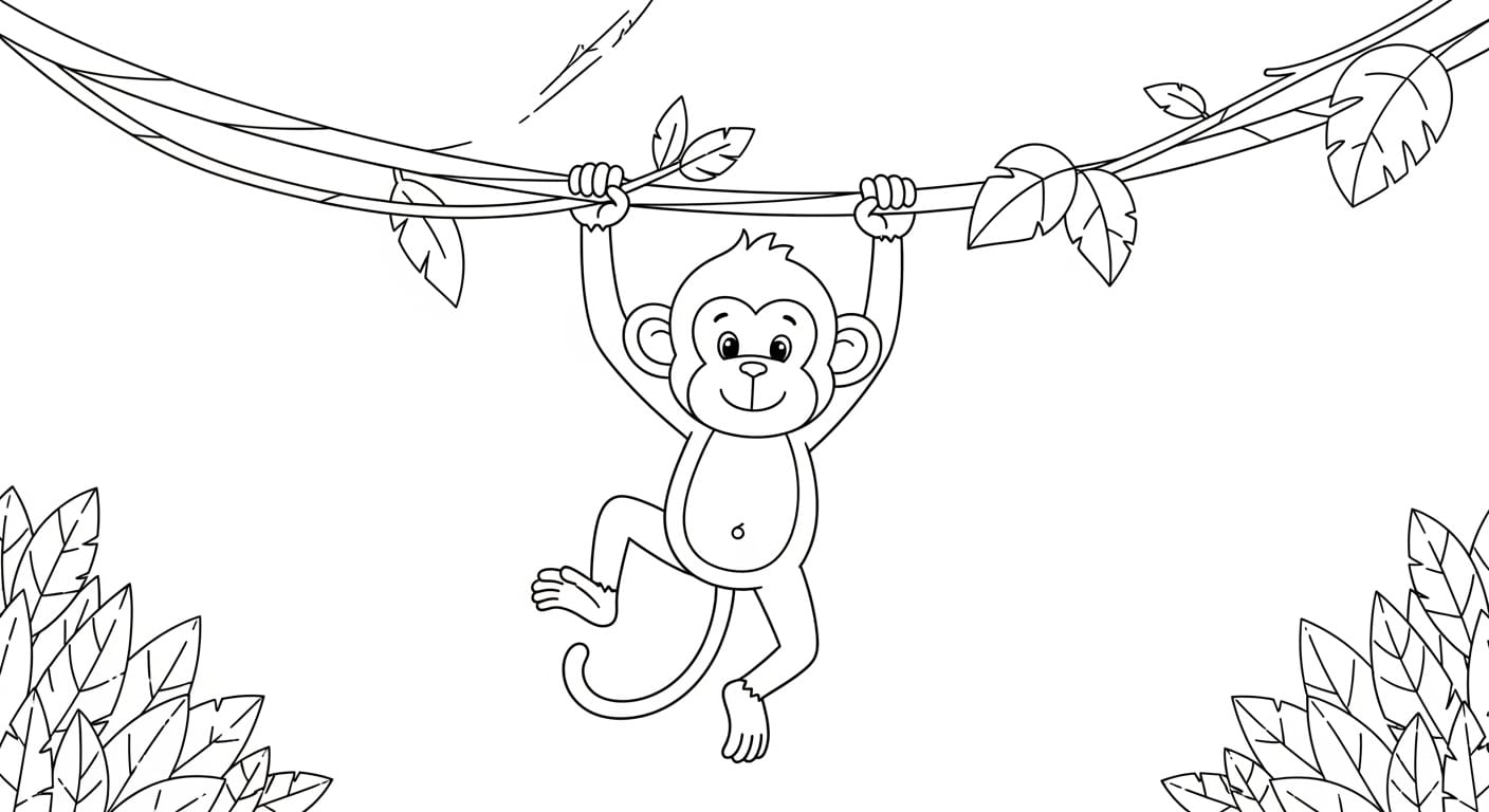 Con Khỉ Tô Màu Con khỉ trên cây