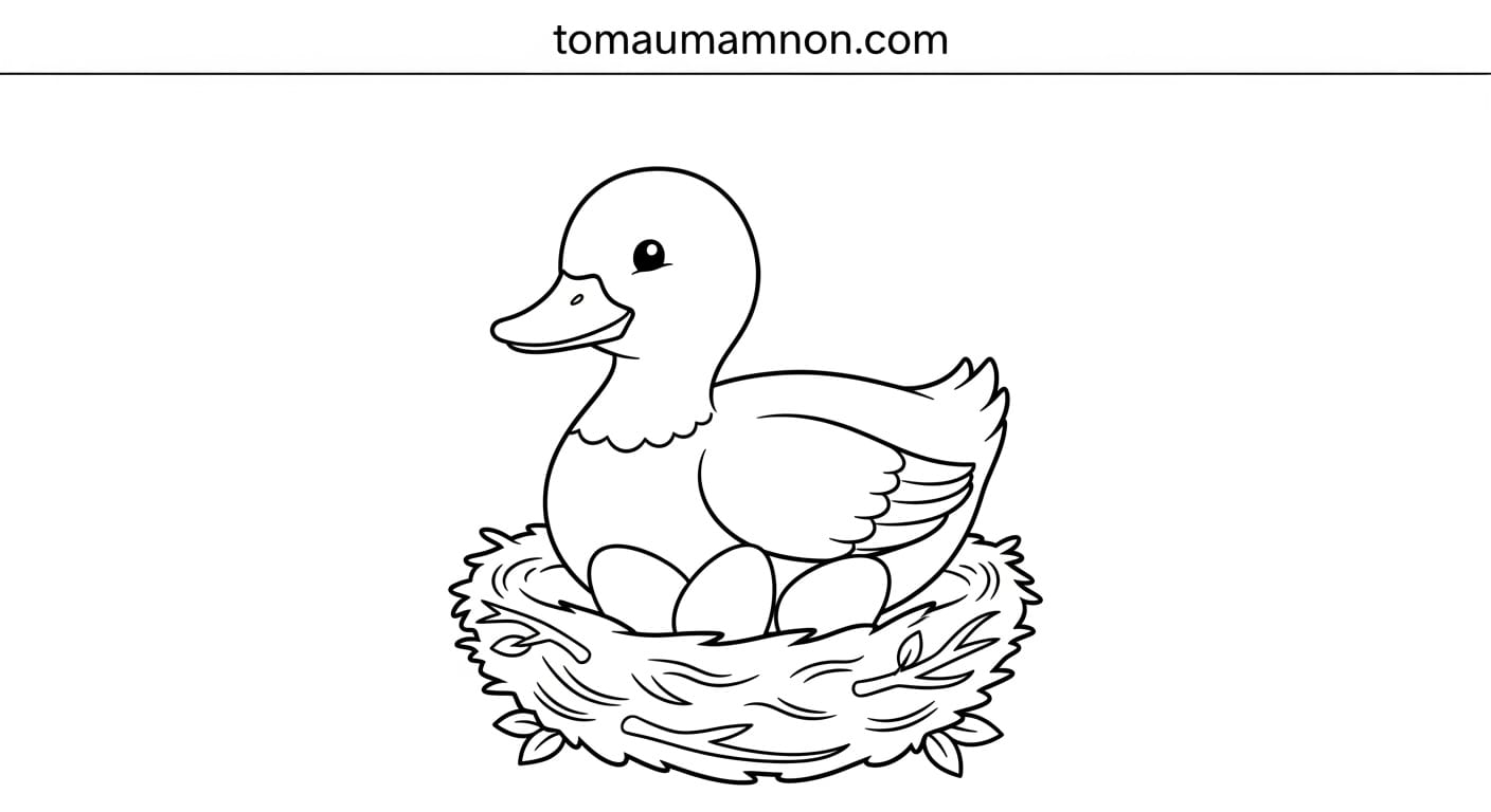 Hình Tô Màu Con Vịt Vịt đang bơi