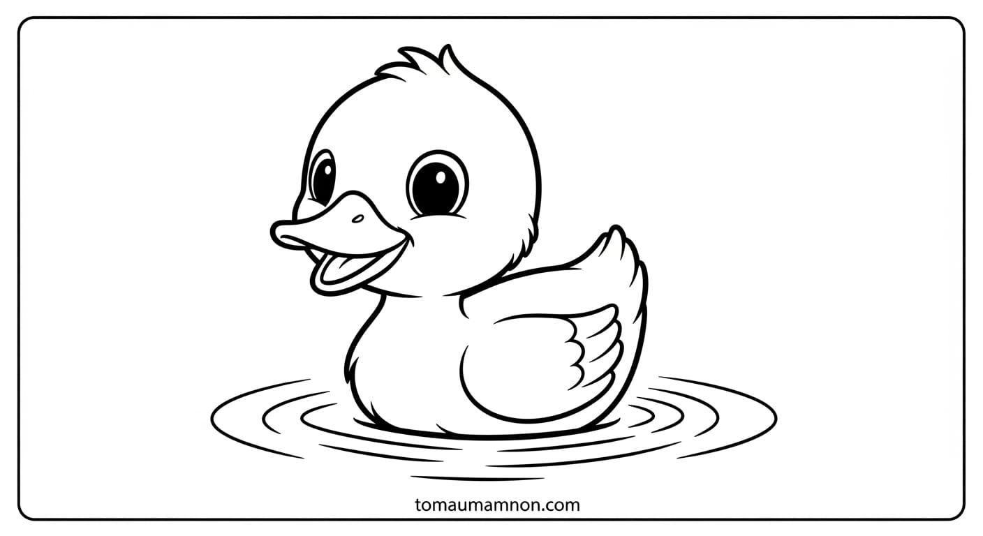 Hình Tô Màu Con Vịt Con vịt trên hồ