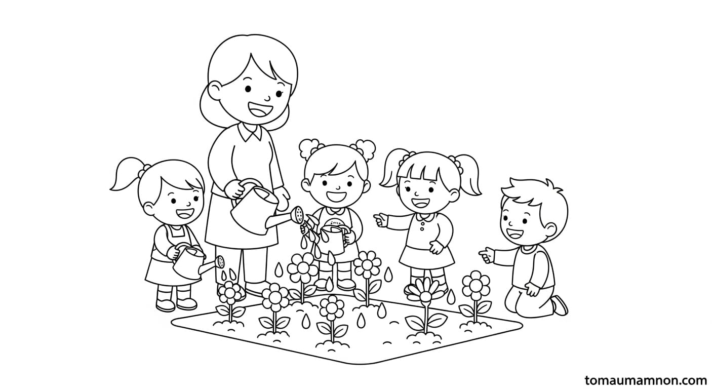 Hình Vẽ Cô Giáo Và Học Sinh Các bạn học sinh quây quần bên cô giáo