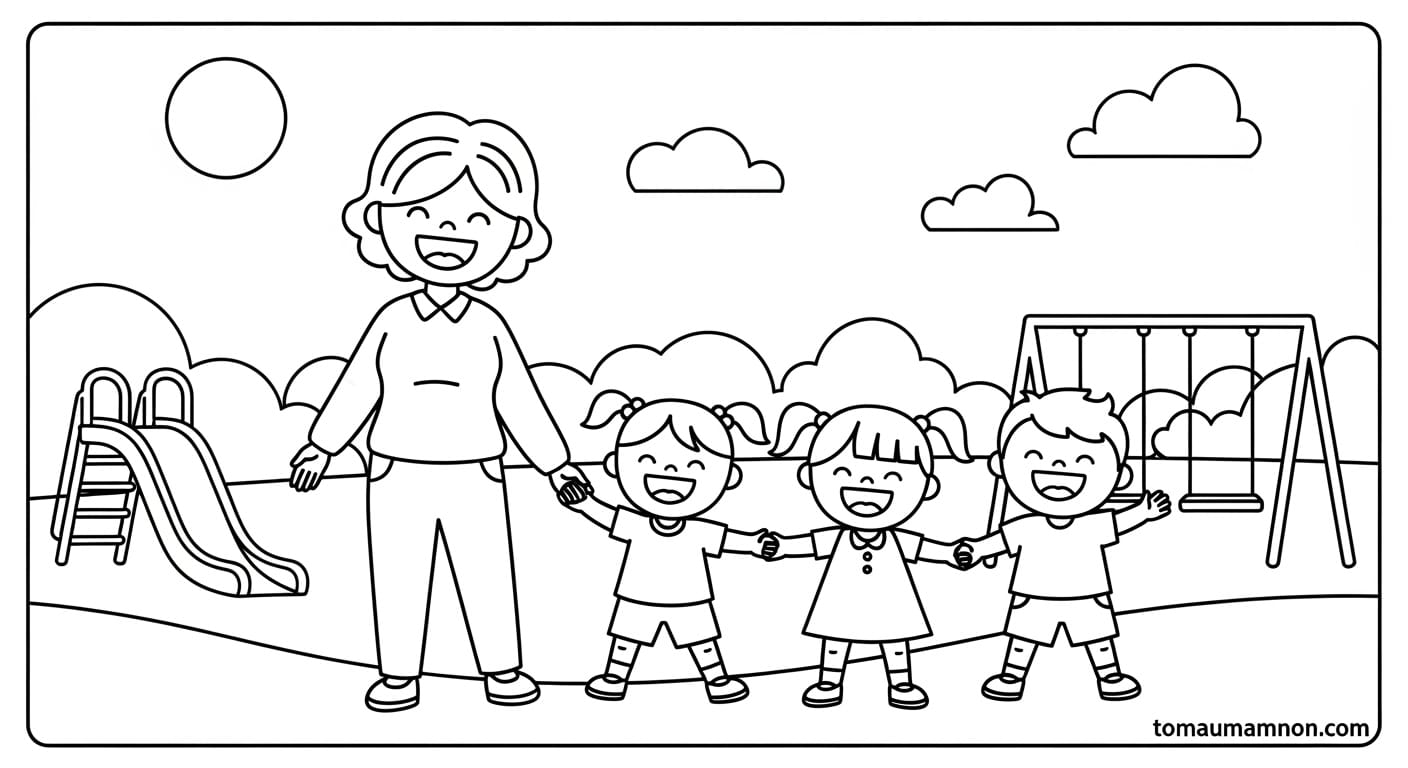 Hình Vẽ Cô Giáo Và Học Sinh Hình vẽ đơn giản cô giáo và học sinh