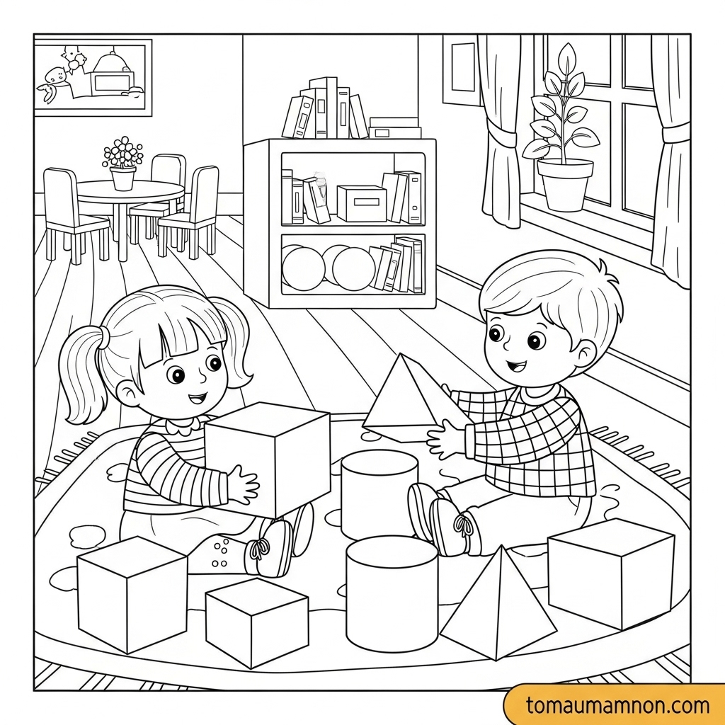 Tải Ngay Hình Vẽ Lớp Học Mầm Non Đơn Giản Cho Bé Tô Màu Miễn Phí Hình vẽ lớp học cho bé 3 tuổi tô màu cô giáo và bạn bè