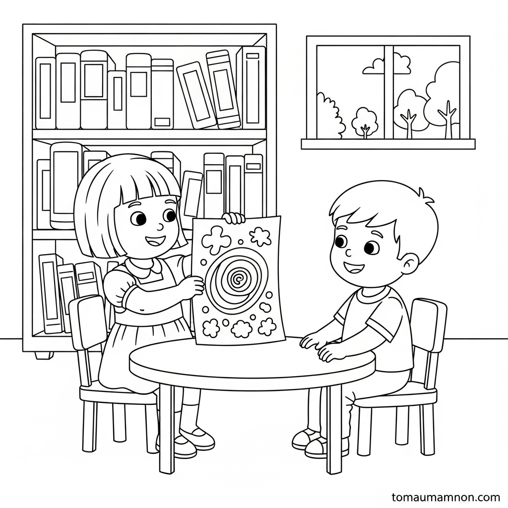 Tải Ngay Hình Vẽ Lớp Học Mầm Non Đơn Giản Cho Bé Tô Màu Miễn Phí Tô màu đồ dùng lớp học quen thuộc cho bé