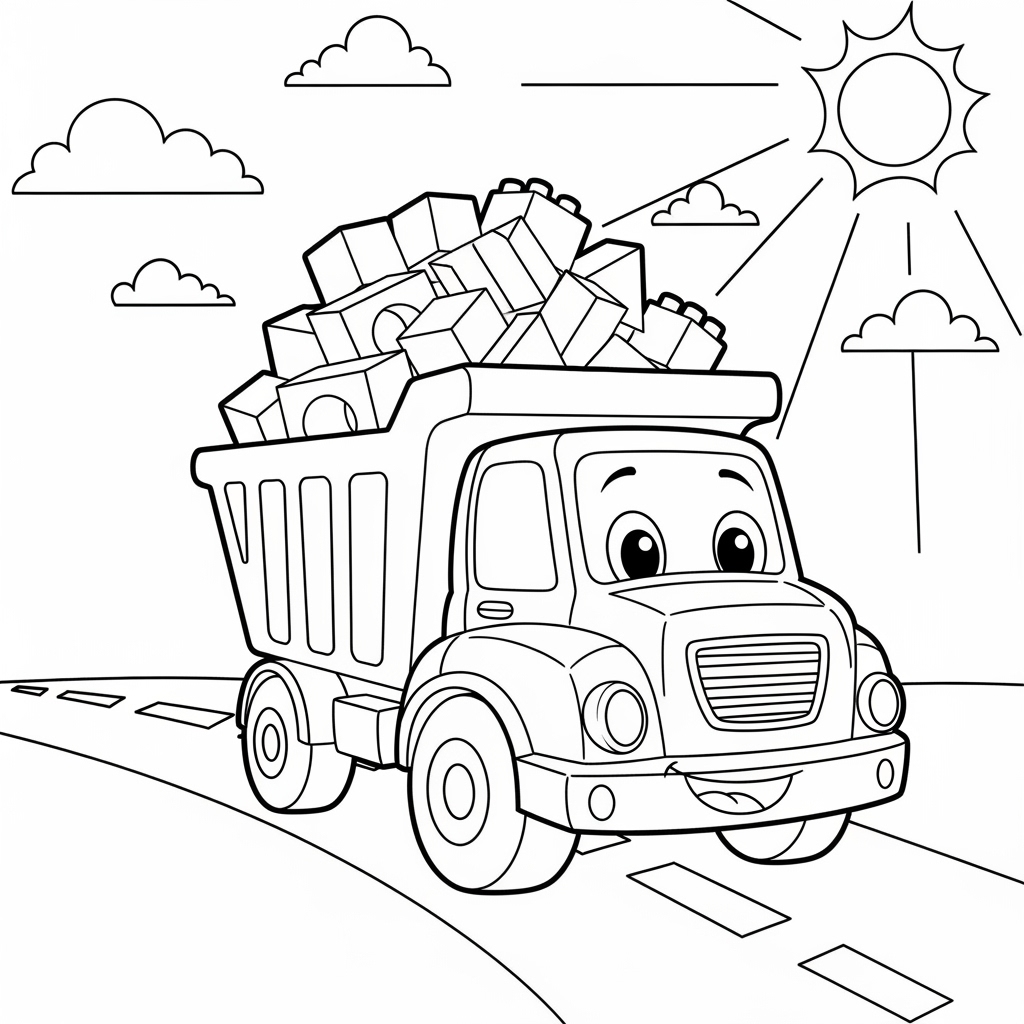 Hình vẽ xe ô tô tải đơn giản