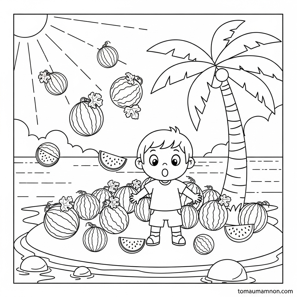 Tranh tô màu Mai An Tiêm trở về Kinh thành