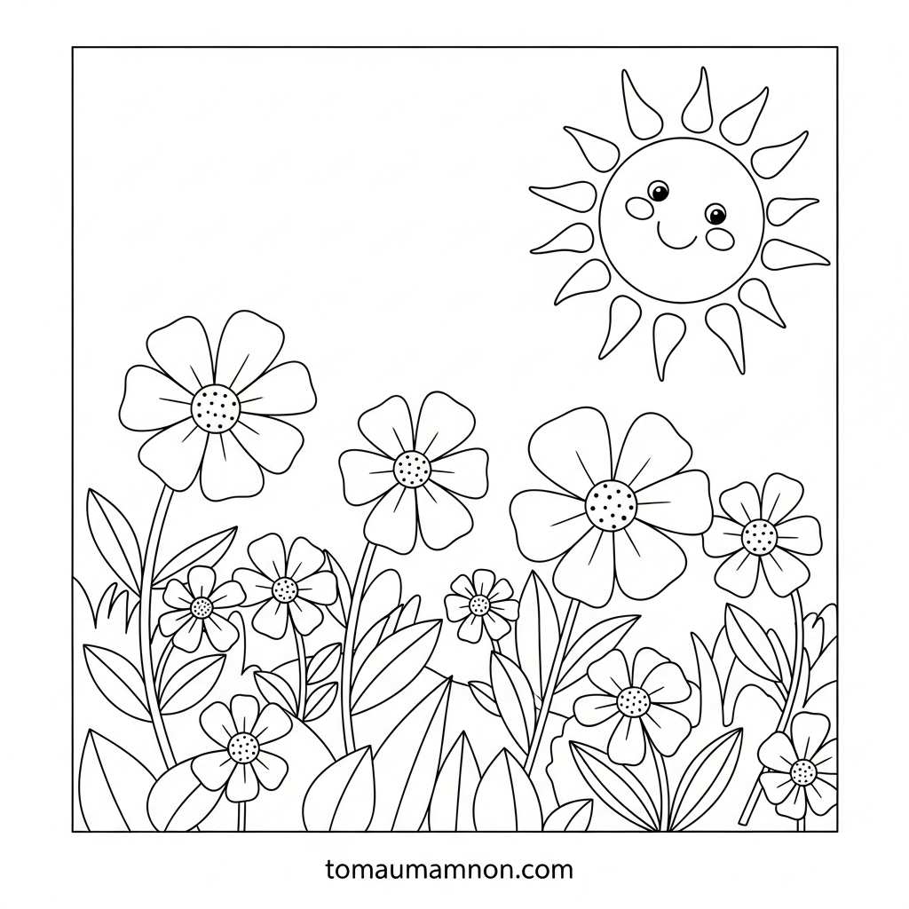 Bé sáng tạo với tranh tô màu hoa