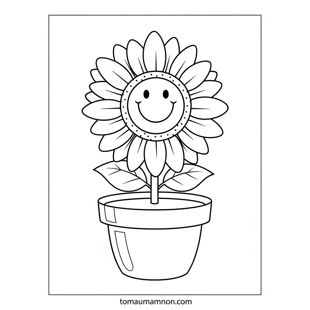 Tải tranh tô màu bông hoa miễn phí cho bé