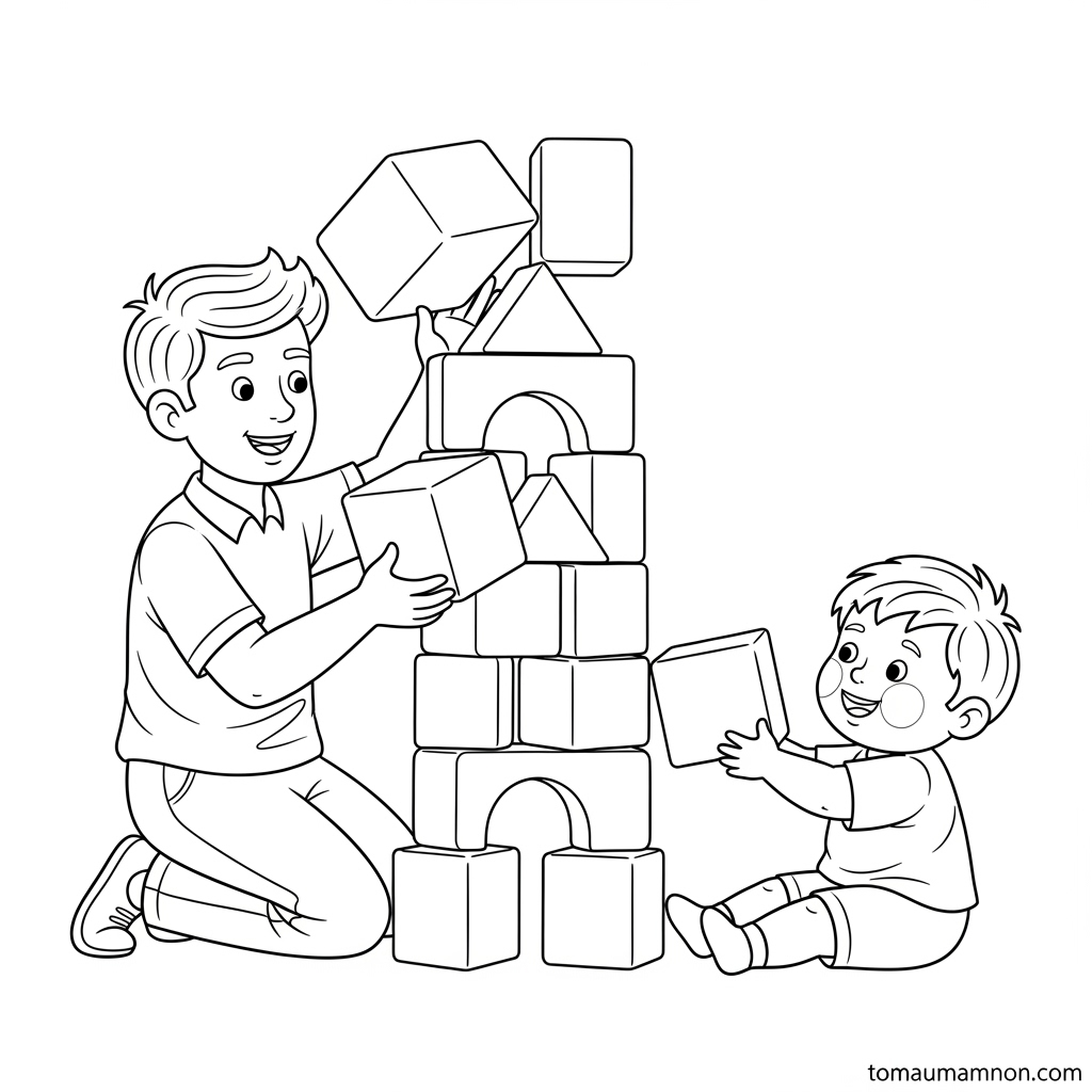 Tranh tô màu bố đơn giản