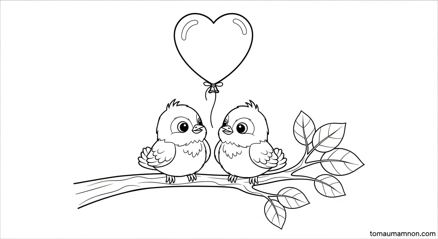 Tranh tô màu bóng bay sinh nhật vui nhộn