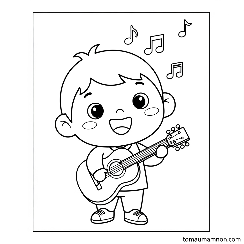 Bé gái tô màu cây đàn piano đơn giản