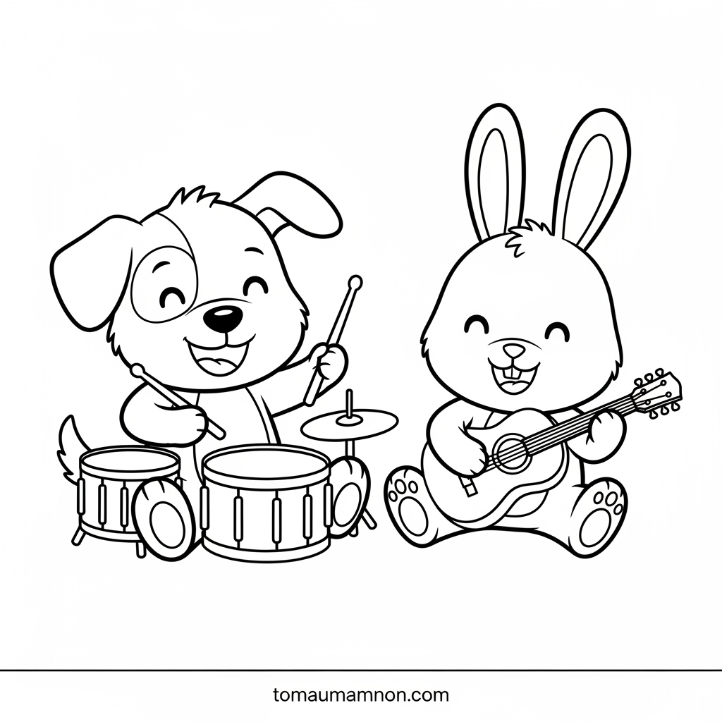 Hướng dẫn in tranh tô màu đàn guitar