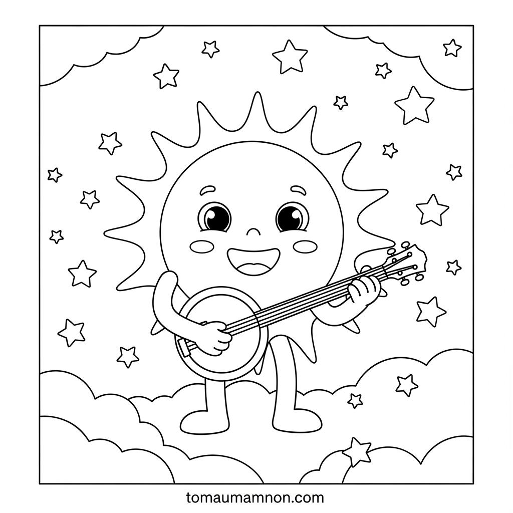 Bé gái chọn tranh tô màu đàn violin