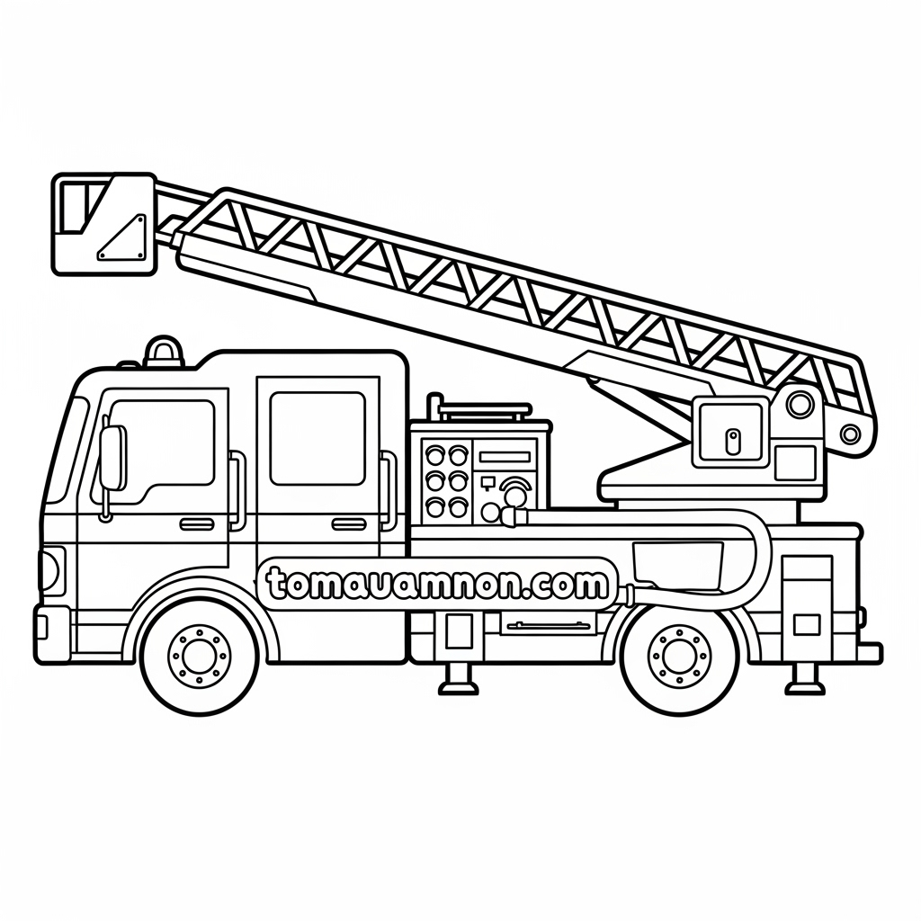 Tranh tô màu xe công trình