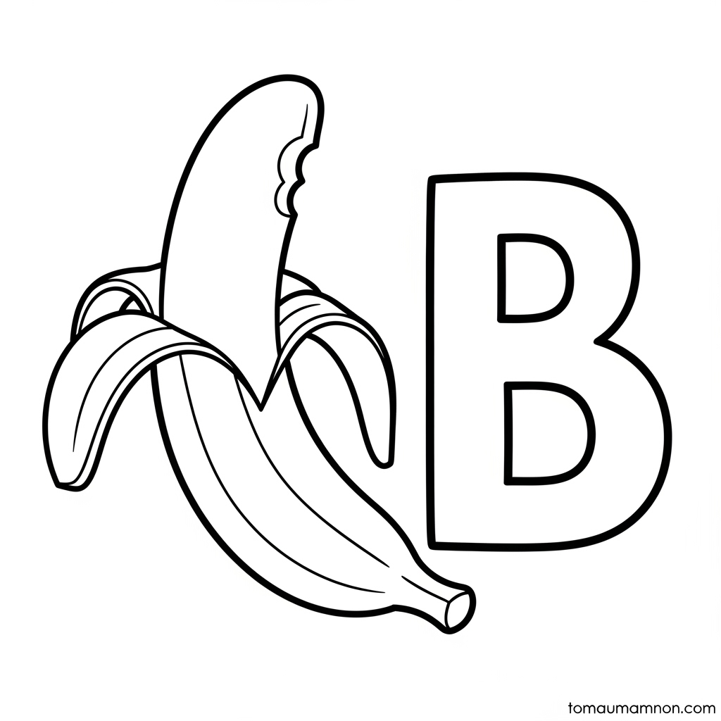 Tải Ngay Tranh Tô Màu Chữ B Miễn Phí Cho Bé Mầm Non Tranh tô màu chữ B và từ vựng liên quan