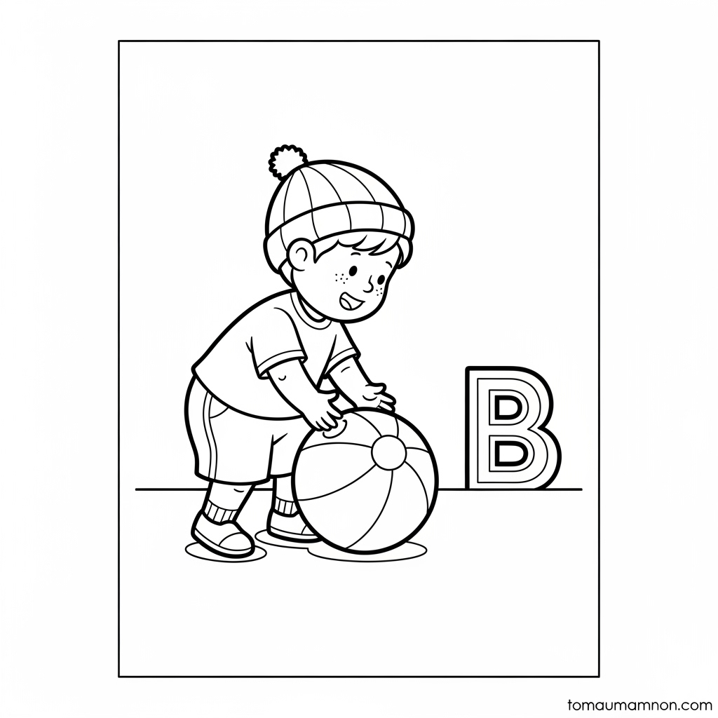 Tải Ngay Tranh Tô Màu Chữ B Miễn Phí Cho Bé Mầm Non Hoạt động sáng tạo với chữ B