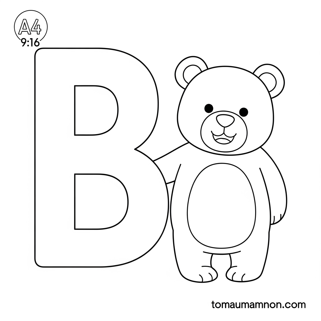 Tải Ngay Tranh Tô Màu Chữ B Miễn Phí Cho Bé Mầm Non Tranh tô màu chữ B in hoa và thường
