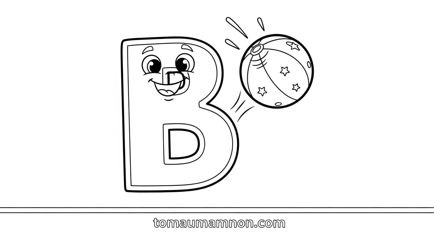 Bé tập trung tô màu chữ B