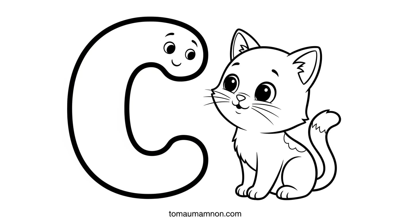 Tranh chữ C nhiều màu sắc