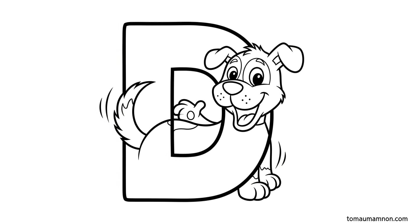 Bé cười khi tô chữ D