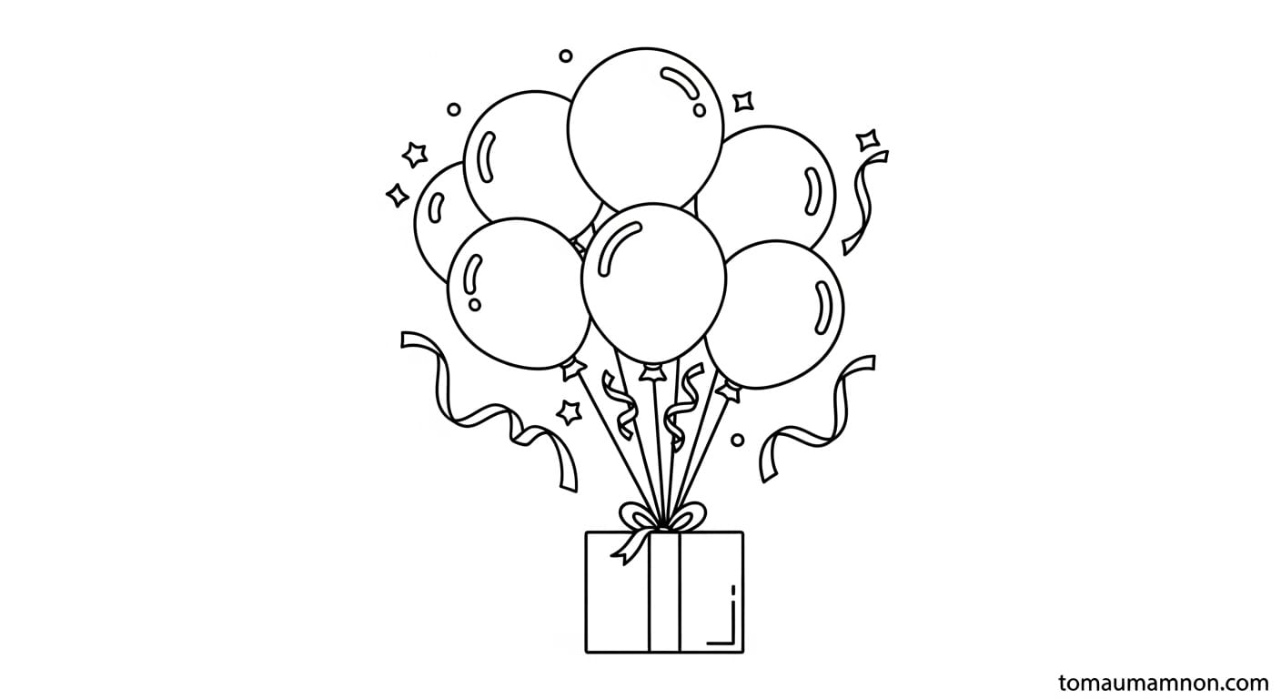 Tô Màu Chùm Bóng Bay Tranh tô màu chùm bóng bay đơn giản