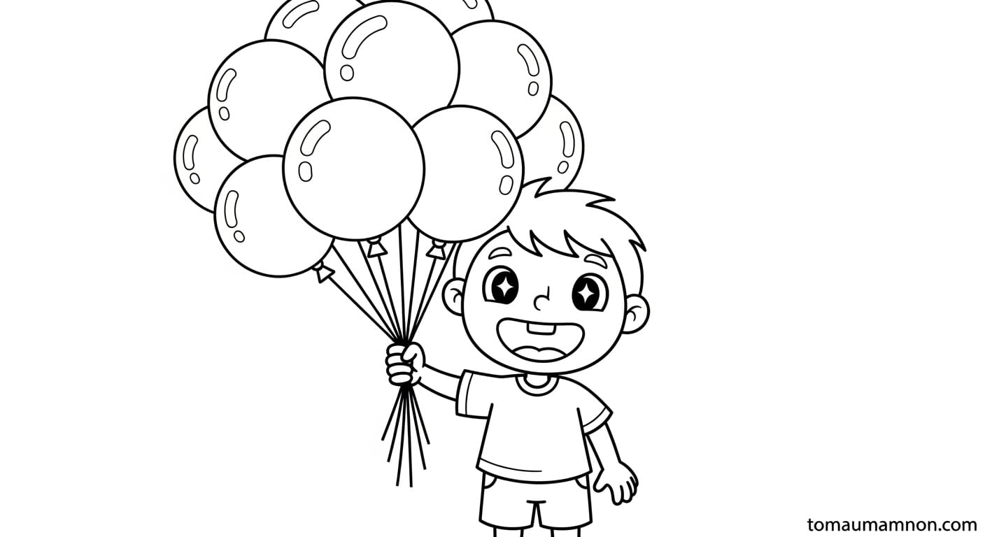 Tô Màu Chùm Bóng Bay Chùm bóng bay nhiều hình dạng