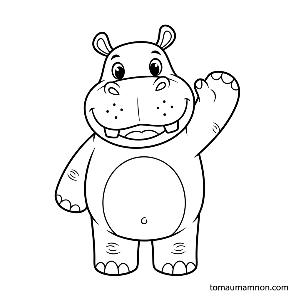 Tranh con hà mã ở sở thú