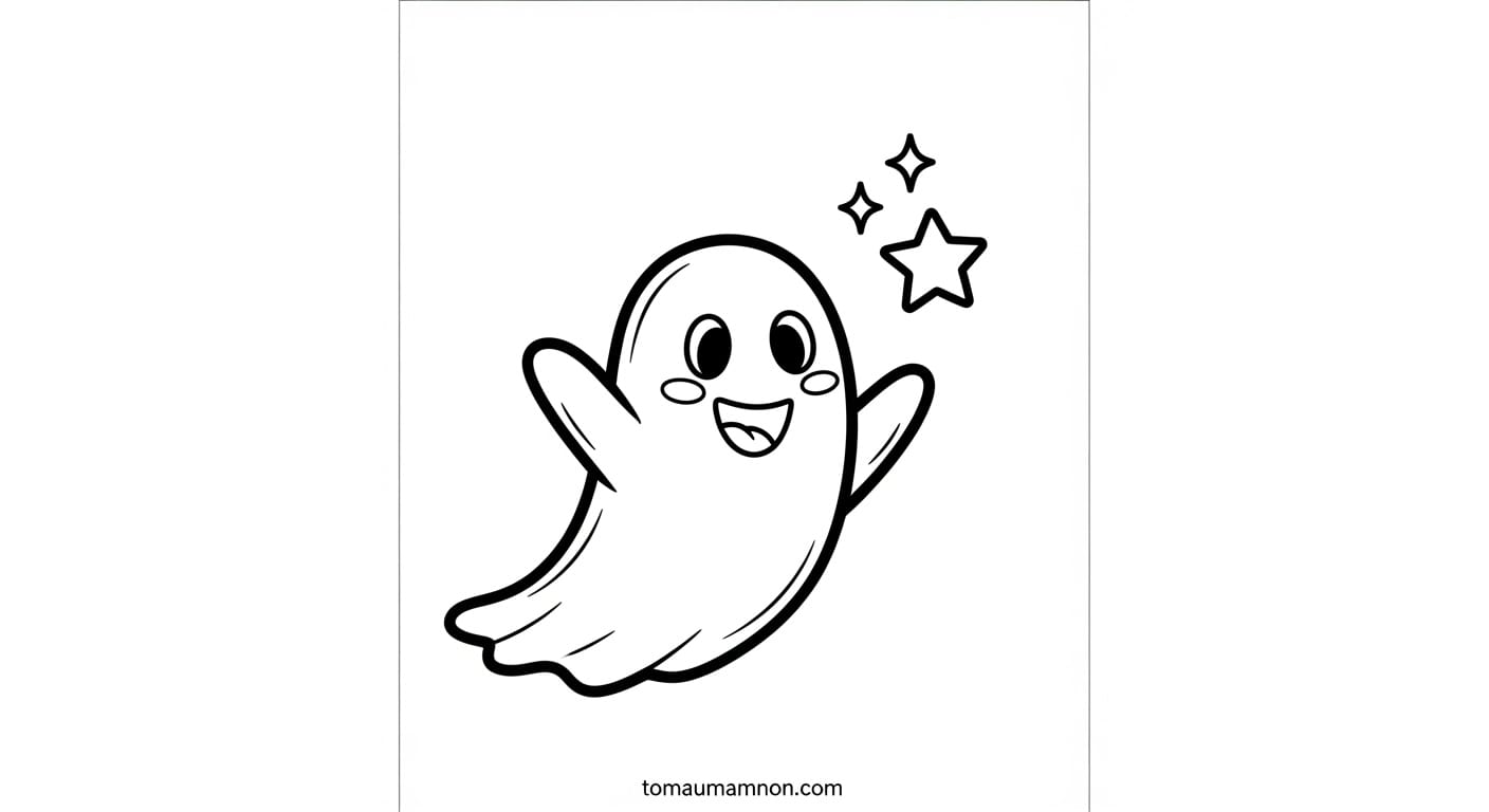 Tô Màu Con Ma Chú ma tinh nghịch đang lè lưỡi trêu đùa