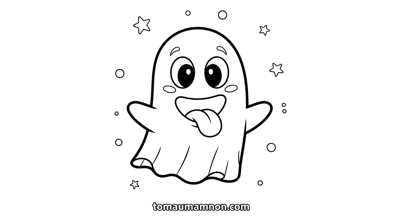 Tô Màu Con Ma Ba con ma nhỏ vui vẻ bên nhau