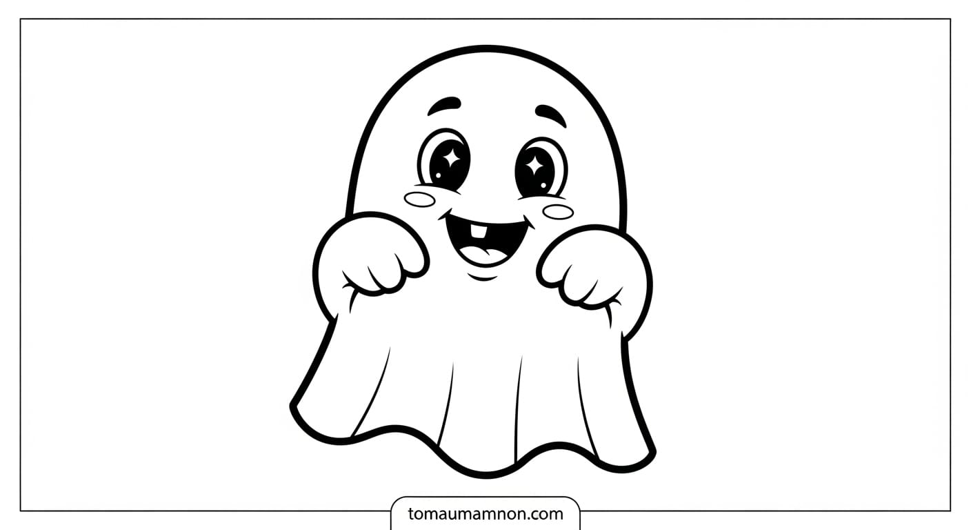 Tô Màu Con Ma Chú ma thân thiện đang bay lượn