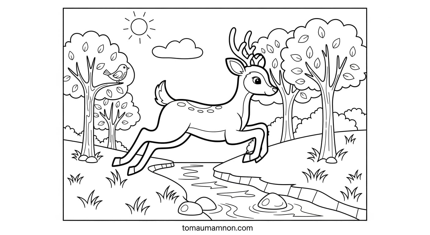 Tô Màu Con Nai Nai con đáng yêu đang nằm nghỉ