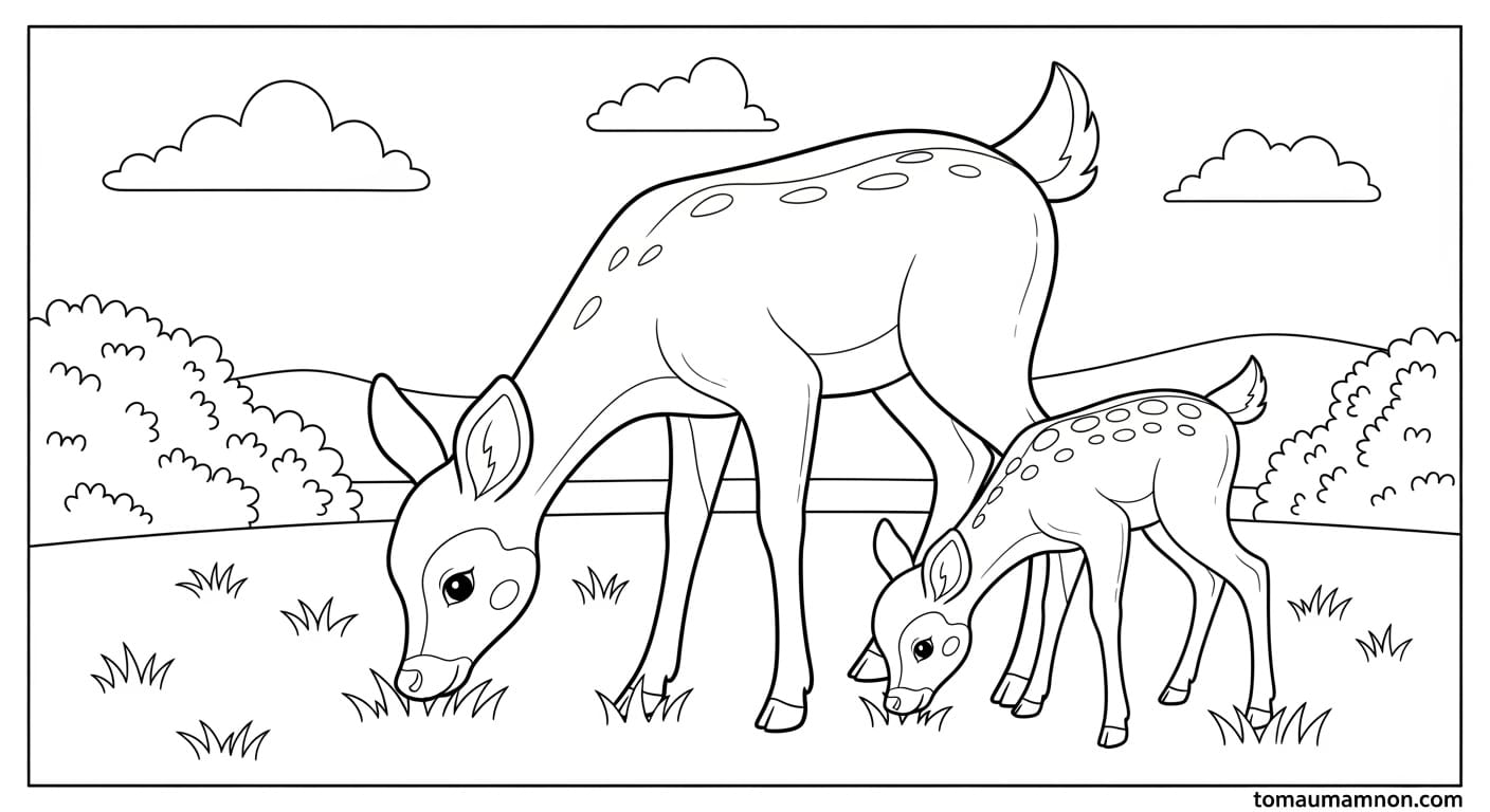 Tô Màu Con Nai Tranh tô màu nai mẹ và nai con