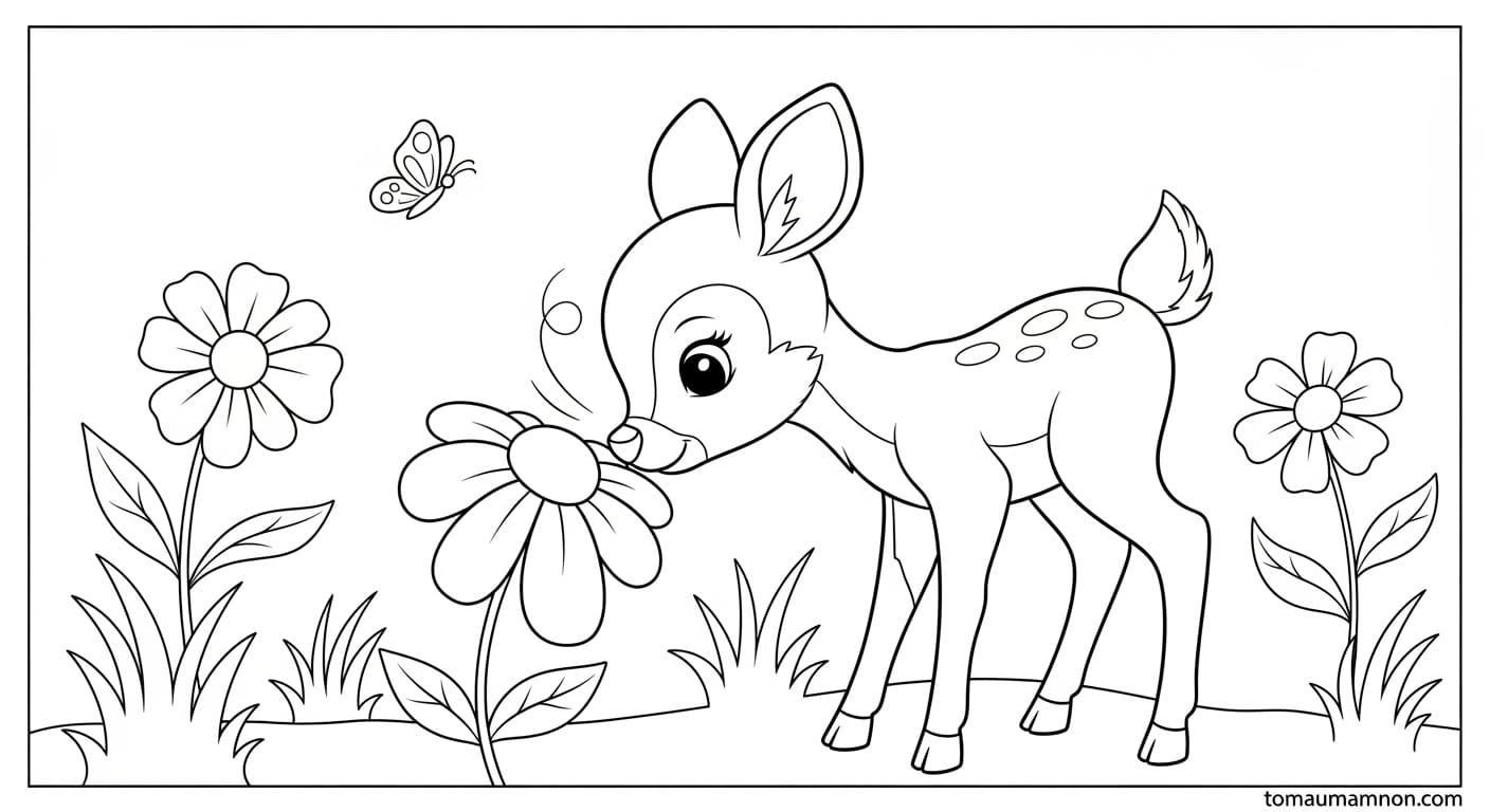 Tô Màu Con Nai Bức tranh tô màu nai đơn giản cho bé