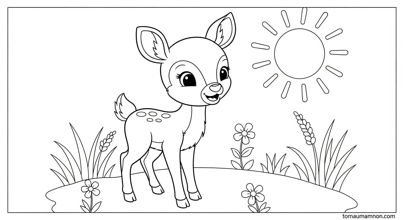 Tô Màu Con Nai Chú nai đực với bộ gạc lớn