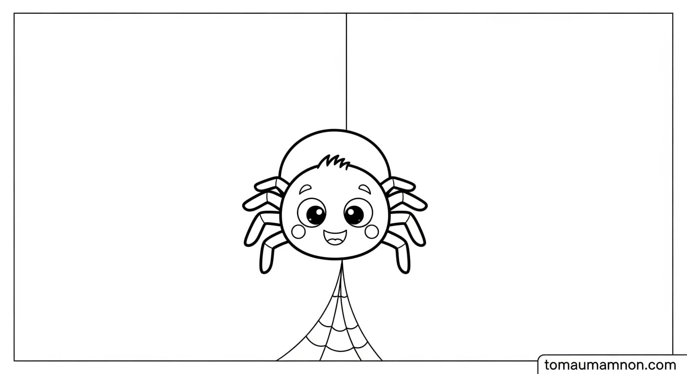 Tranh tô màu con nhện đơn giản cho bé