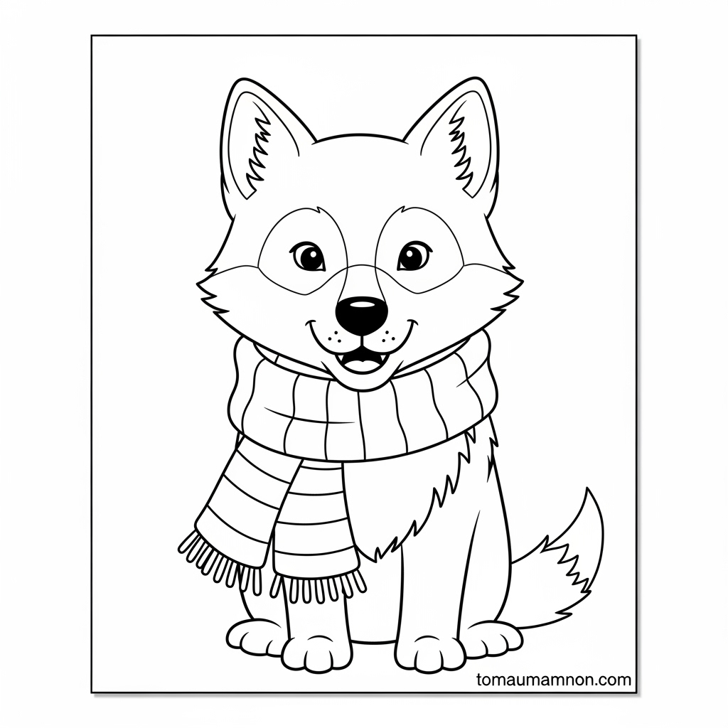 Sói con tô màu khổ A4 dễ in