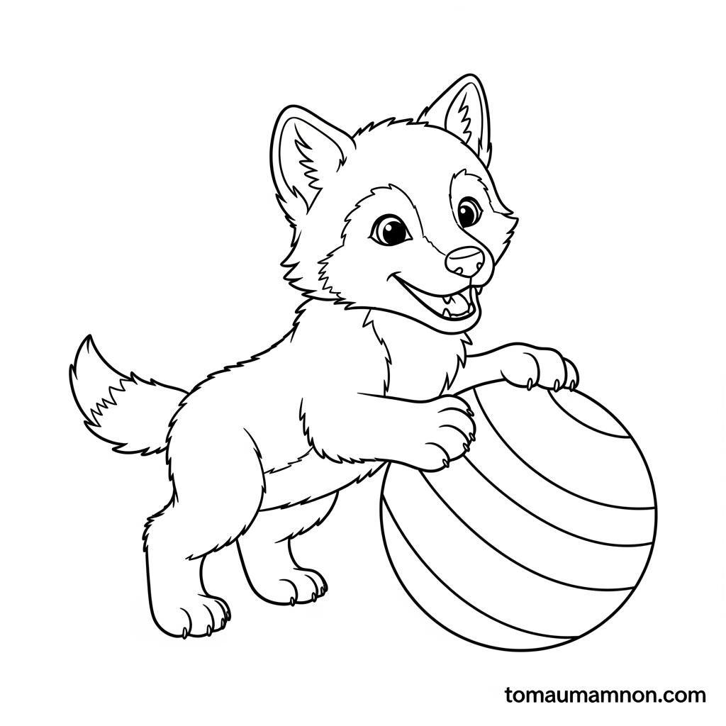 Tranh tô màu con sói đáng yêu miễn phí