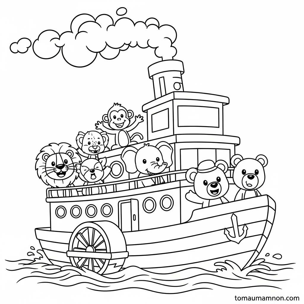 Hình vẽ con thuyền cho bé tập tô