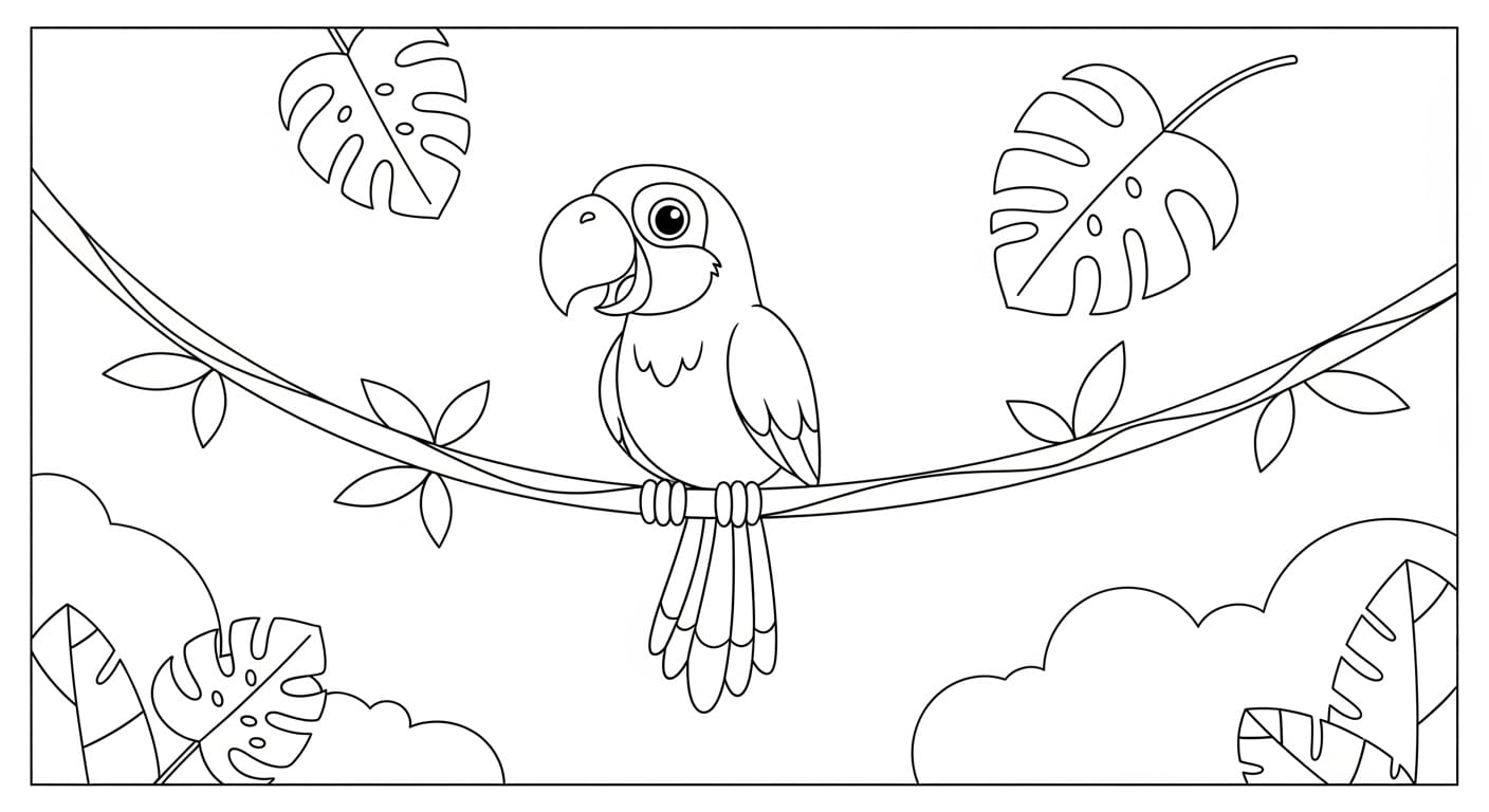 Tranh tô màu con vẹt đơn giản
