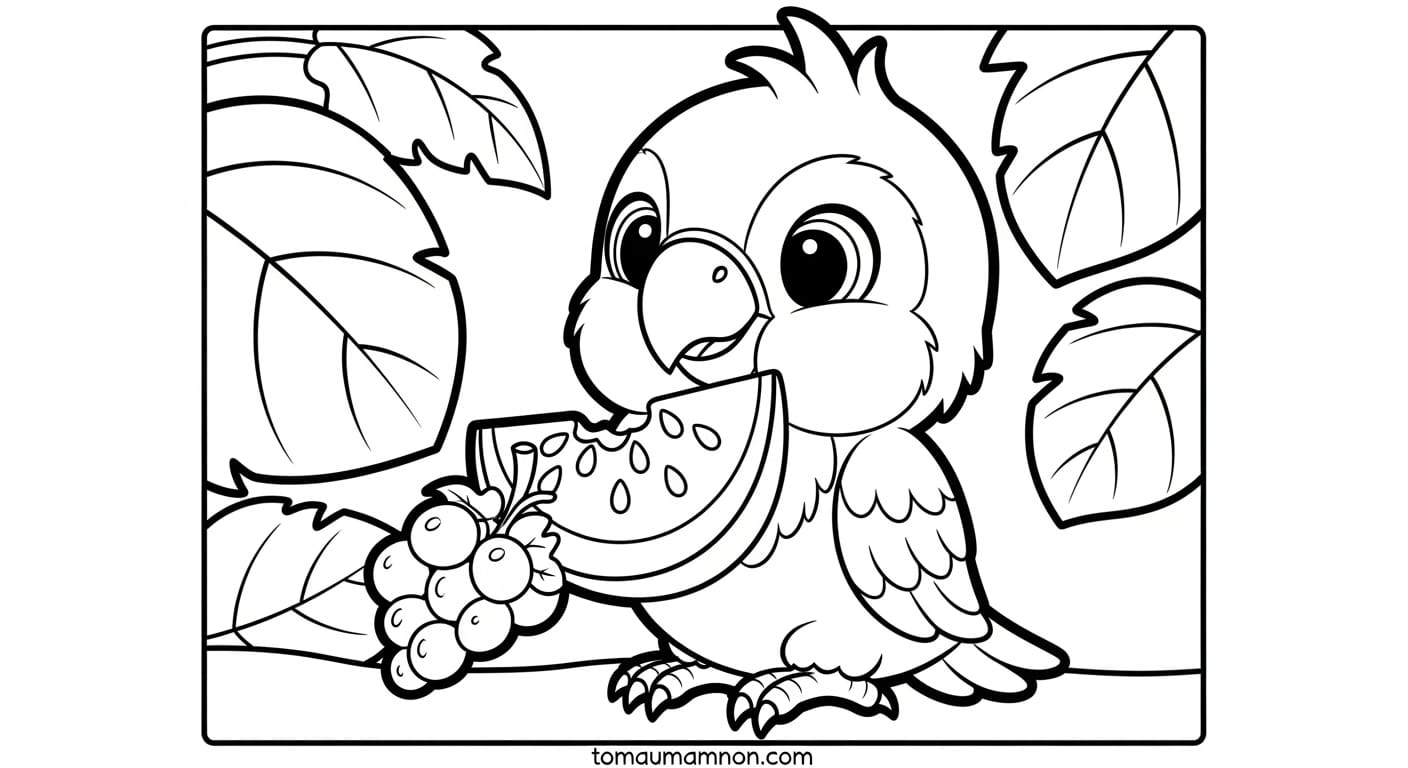 Tải tranh tô màu con vẹt miễn phí