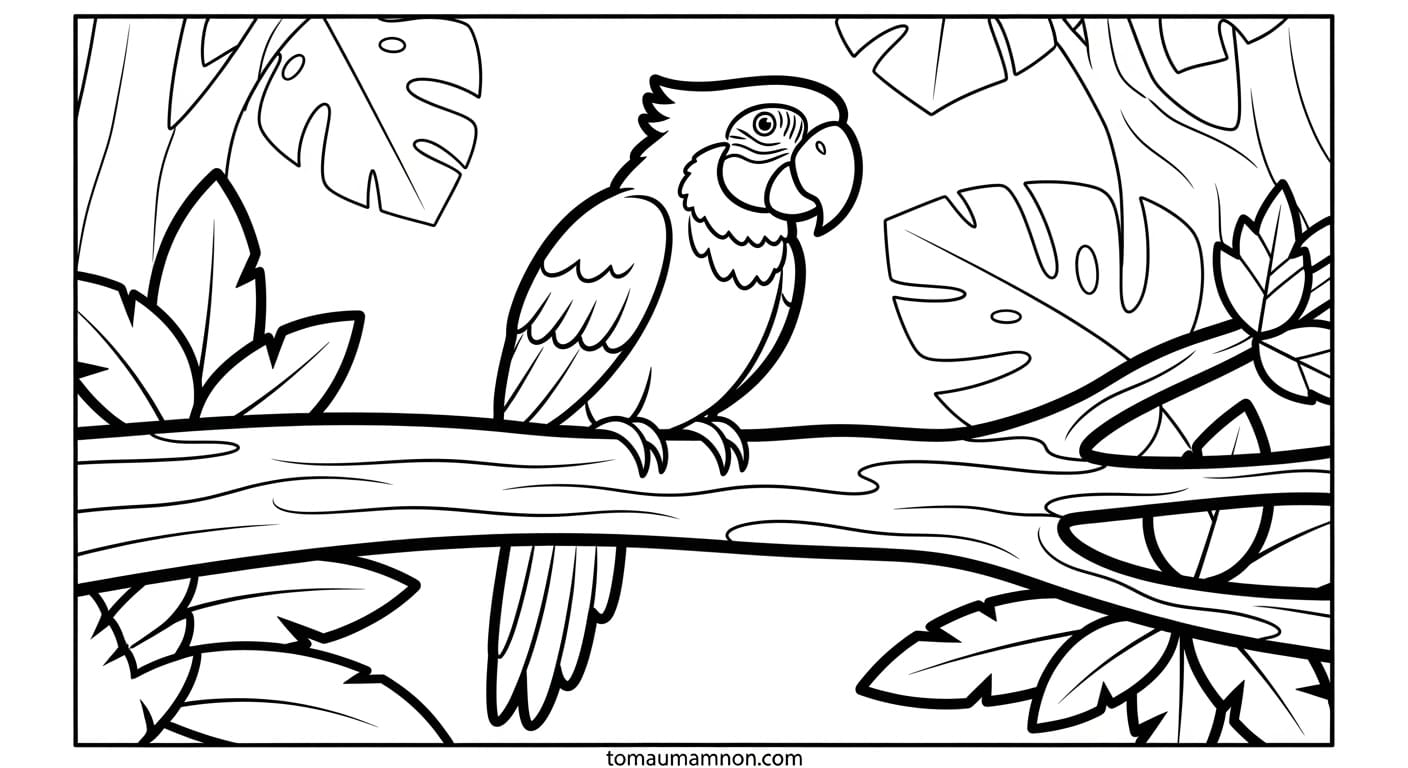 Tranh vẽ vẹt dễ thương cho bé