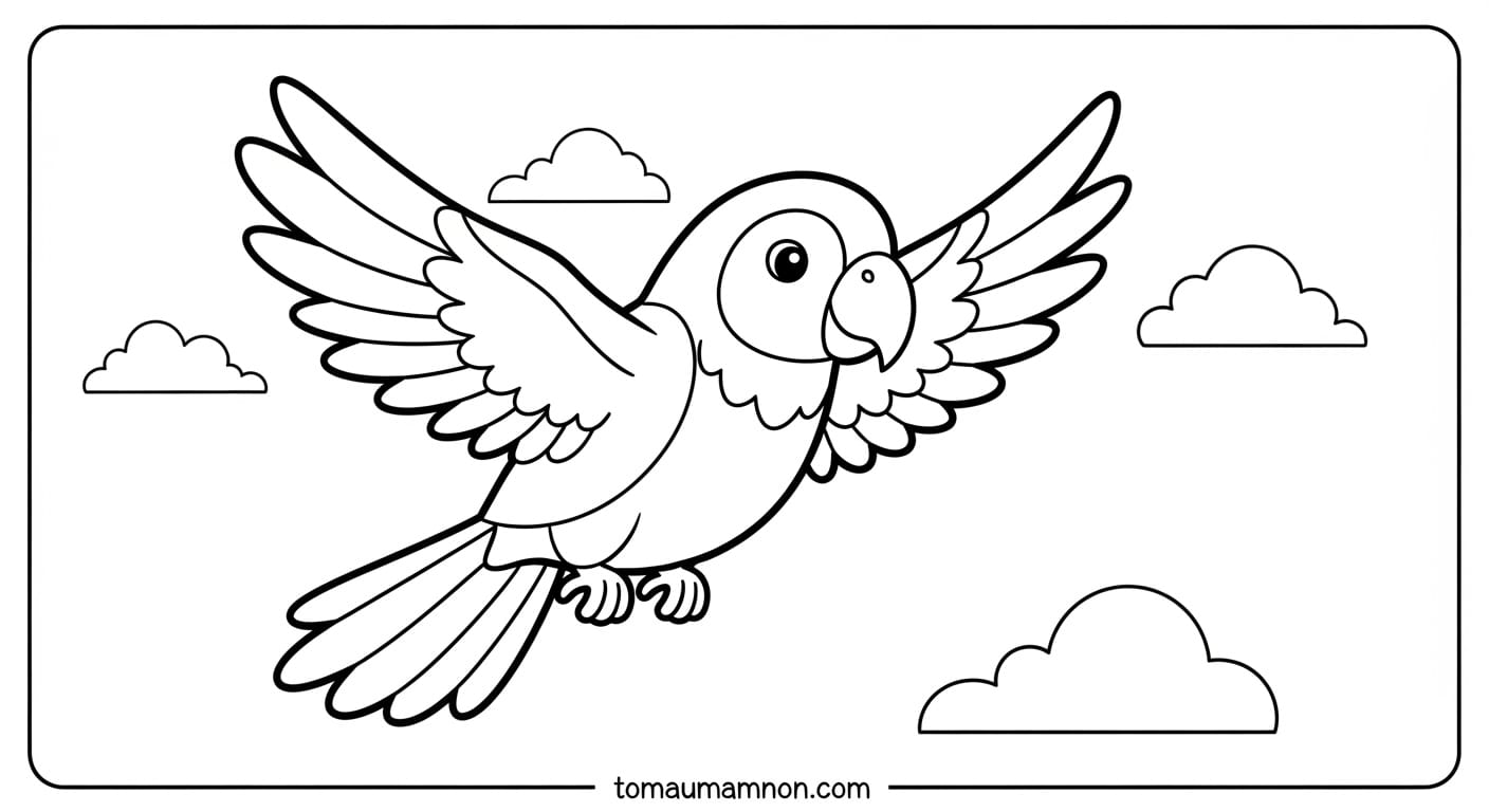 Bé tô màu con vẹt vui nhộn