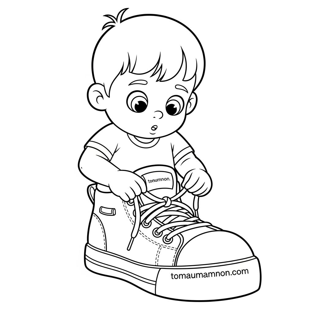 Tranh tô màu đôi giày thể thao năng động cho bé