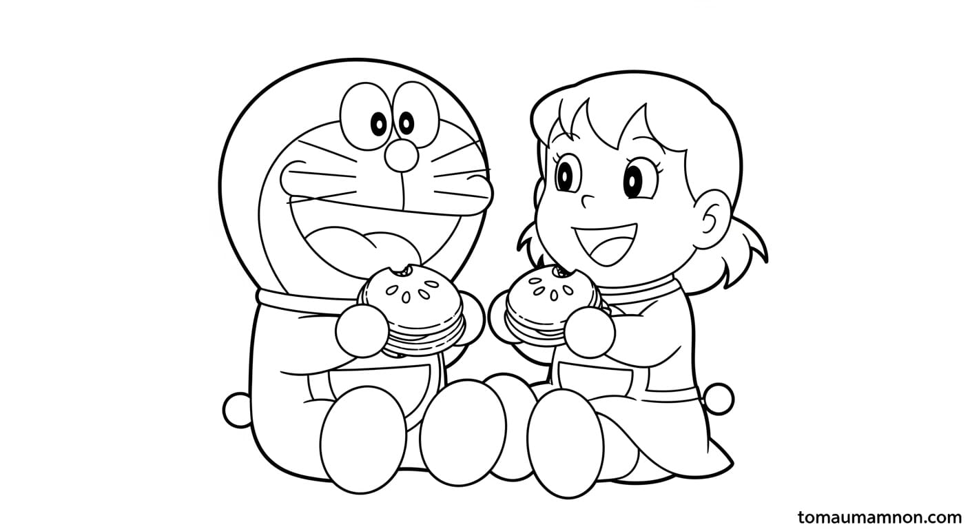 Tô Màu Doremon Và Shizuka Tranh tô màu Doremon và Shizuka vui chơi