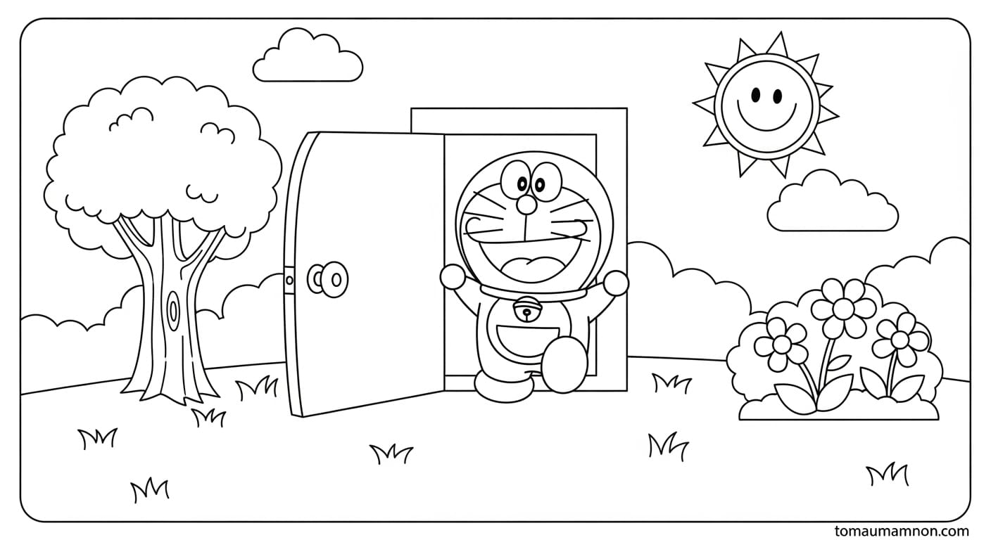 Tô Màu Doremon Và Shizuka Bé tập trung tô màu Doremon và Shizuka