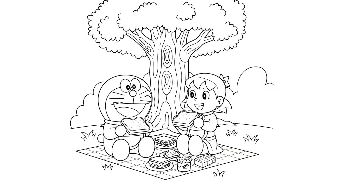 Tô Màu Doremon Và Shizuka Tranh tô màu Doremon và Shizuka chất lượng cao