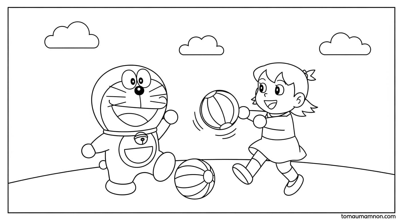 Tô Màu Doremon Và Shizuka Bé vui vẻ tô màu Doremon và Shizuka