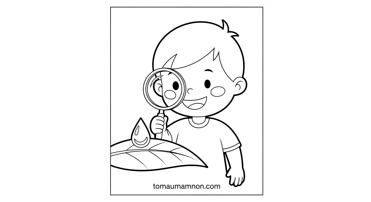 Tô màu giọt nước mưa và đám mây cho bé